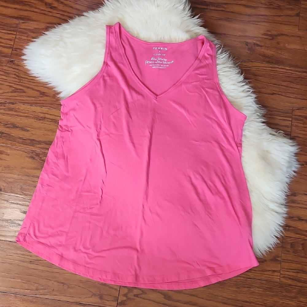 Torrid Classic Fit Bright Pink V-Neck Tank Top